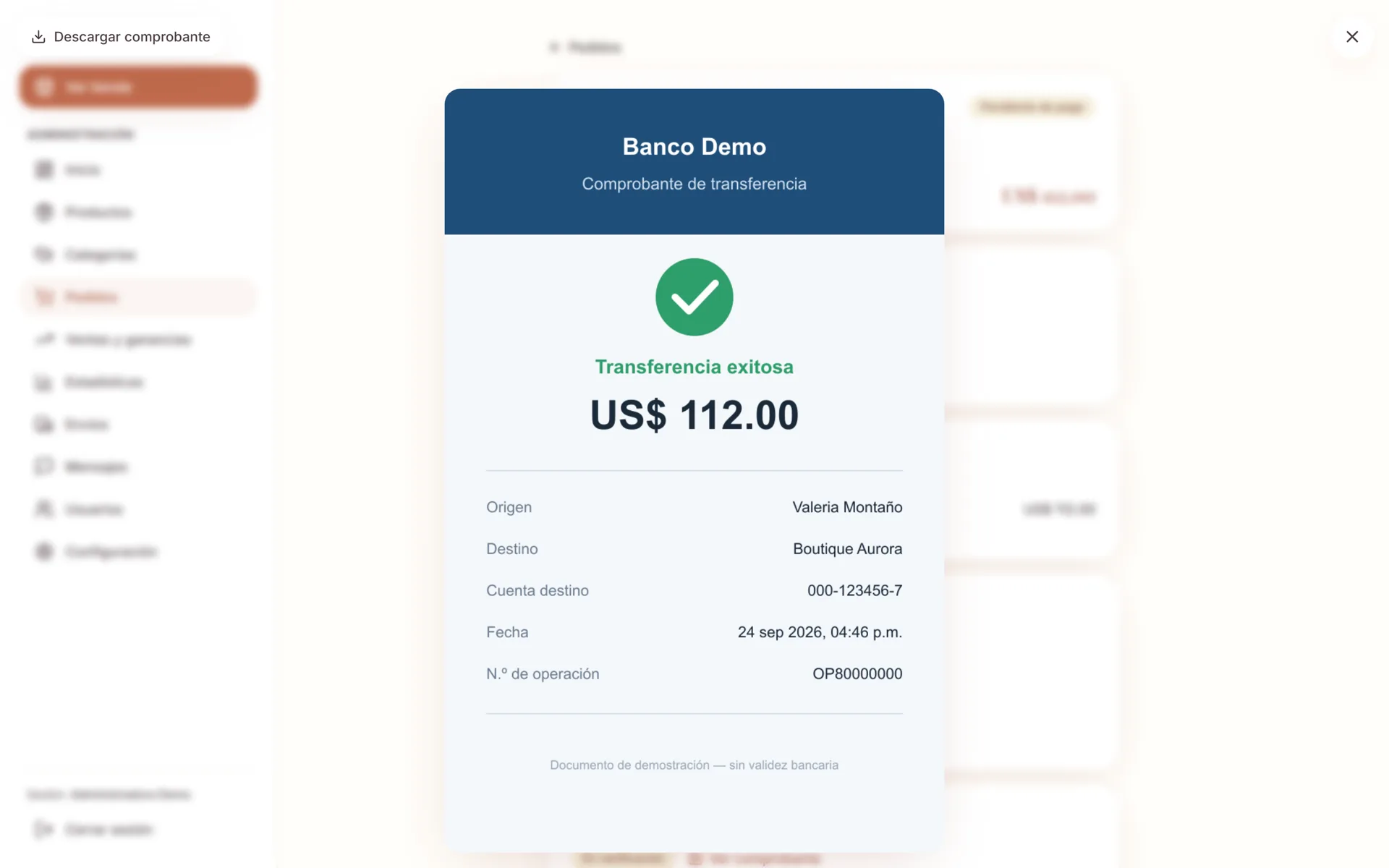 Sistema de Ventas para Boutique: Verificación del comprobante de pago subido por la clienta