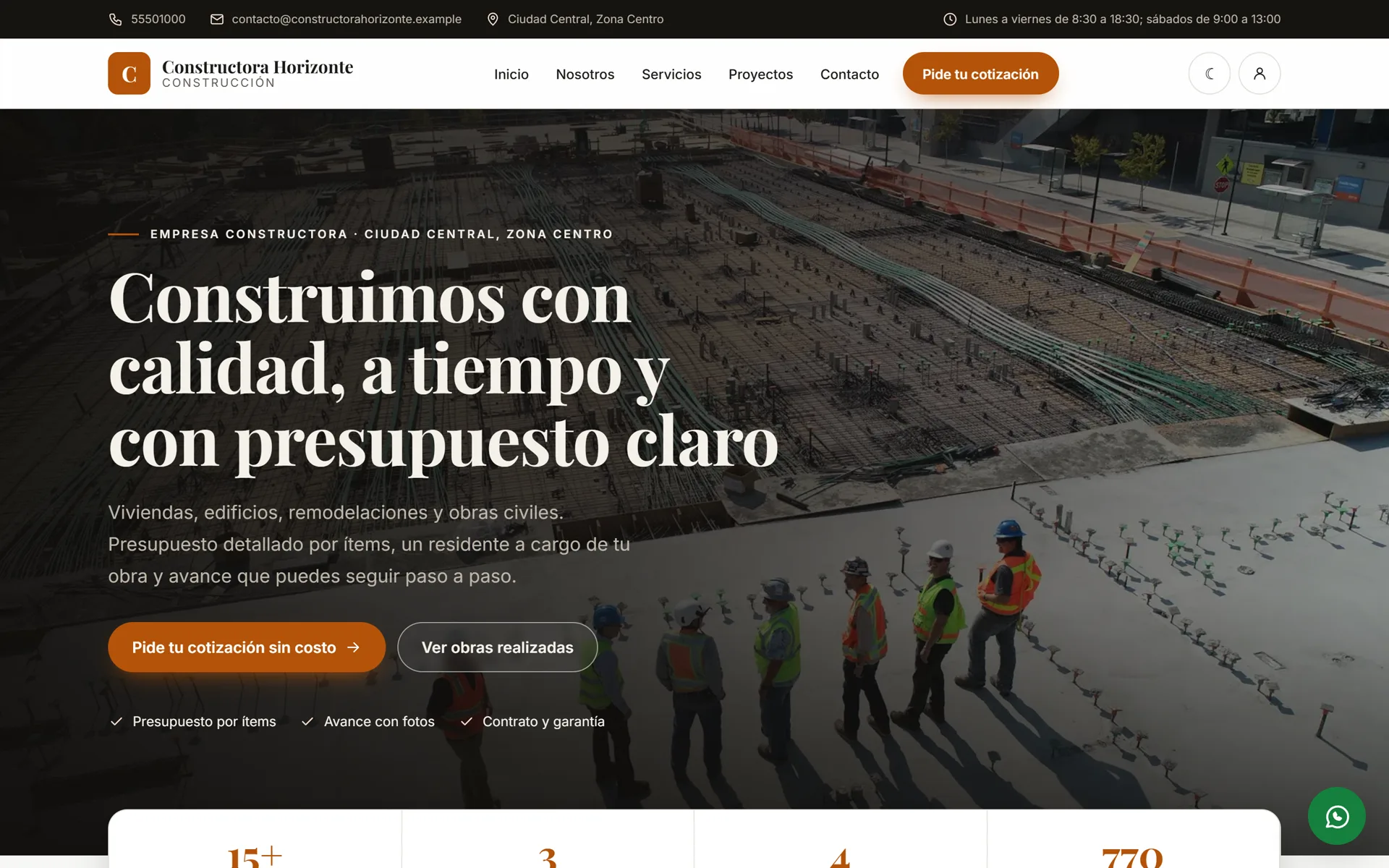 Sistema para Constructoras: Página web pública de la constructora