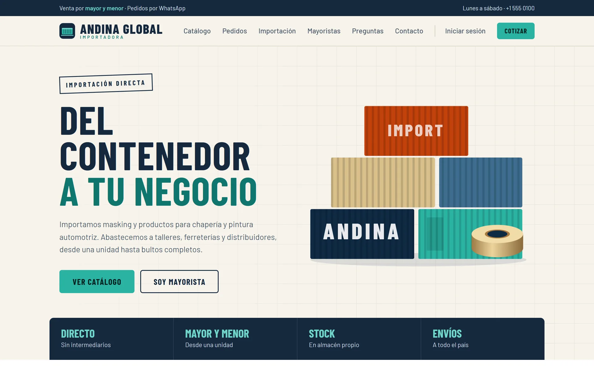 Sistema para Importadoras: Página web pública de la importadora