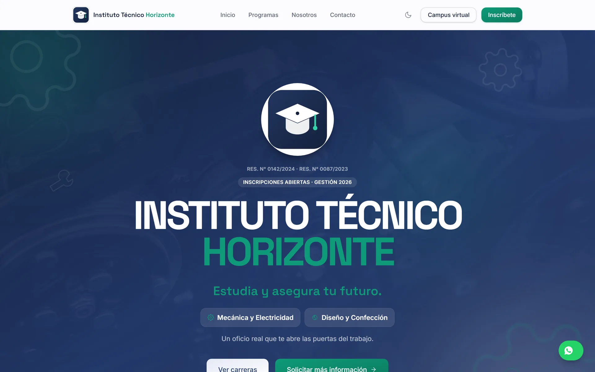 Sistema de Gestión para Institutos: Sitio web del instituto para captar interesados