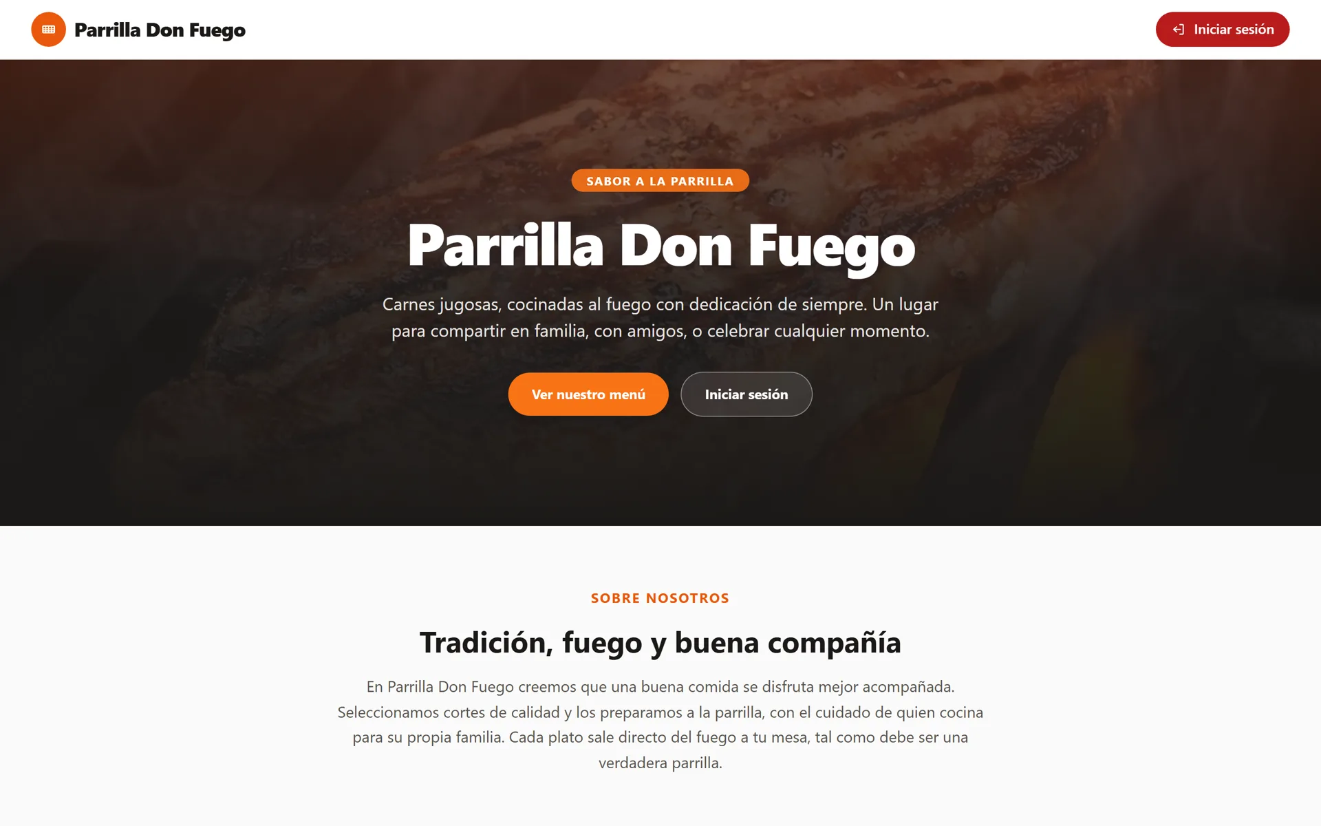 Sistema para Restaurantes: Página web del restaurante